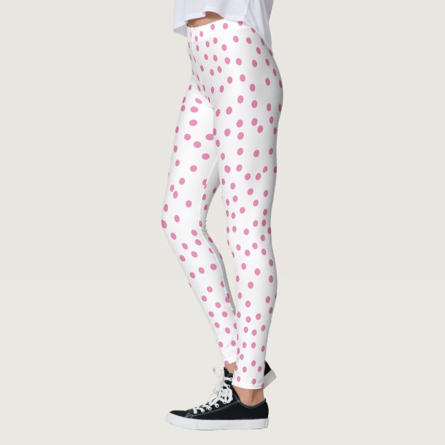 Rosa Polka dots Cute & Preppy Leggings (Vänster)