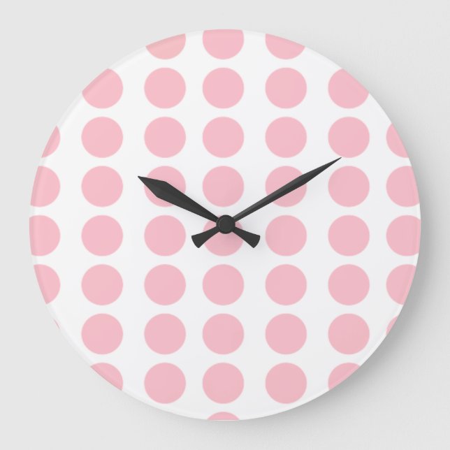 Rosa Polka dots Design Stor Klocka (Framsida)