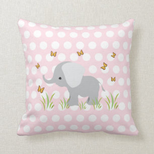 Rosa Polka dots Elephant Nursery Pillows Kudde