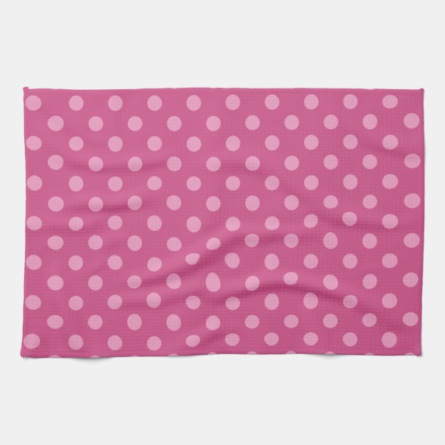 Rosa polka dots fuchsia kökshandduk (Horisontell)