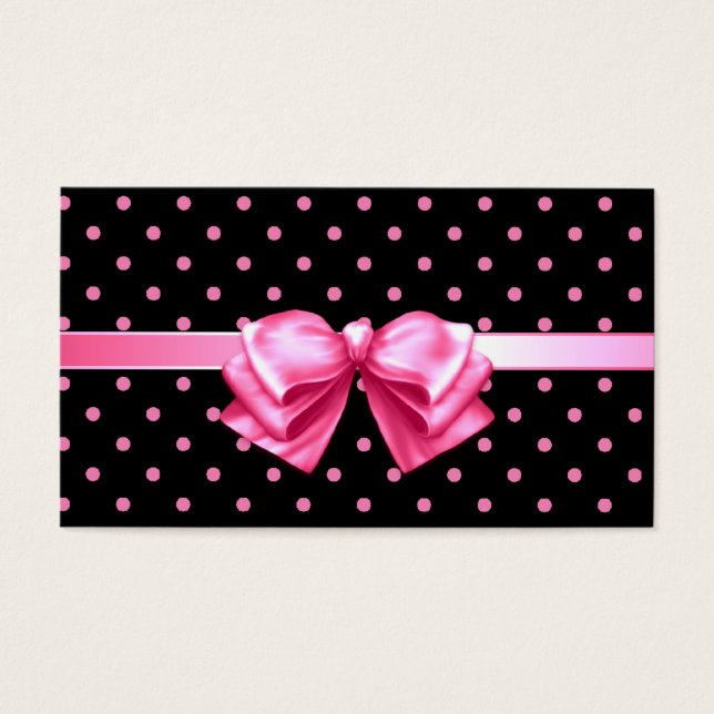 Rosa Polka dots Gift Märkre Visitkort (Framsidan)