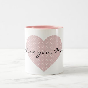 Rosa Polka dots Heart Två-Tonad Mugg