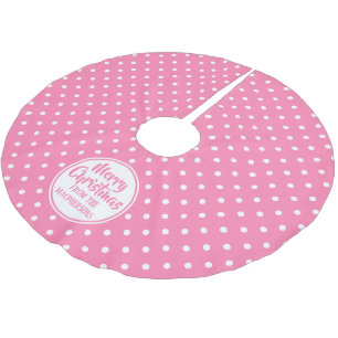 Rosa Polka dots Julgran Skirt Julgransmatta Borstad Polyester