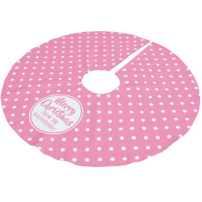 Rosa Polka dots Julgran Skirt Julgransmatta Borstad Polyester (Vinklad)