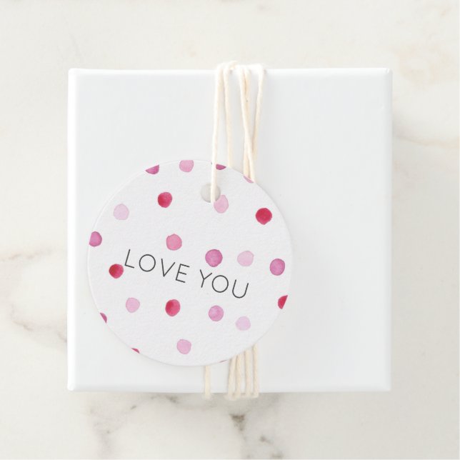 Rosa Polka dots KÄRLEK DU Sweet Valentine Roligt G Gåvor Etiketter (På plats)