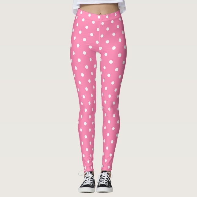 Rosa Polka dots Leggings (Framsida)