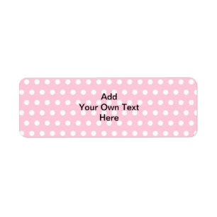 Rosa polka dots, med anpassningsbarsvarttext returadress etikett