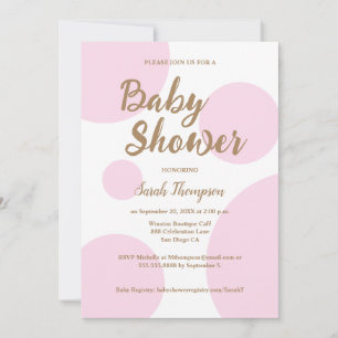 Rosa Polka dots Modern Chic Baby Shower Inbjudningar