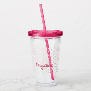Rosa Polka dots Monogram Kids Flick kalas Take Away Mugg