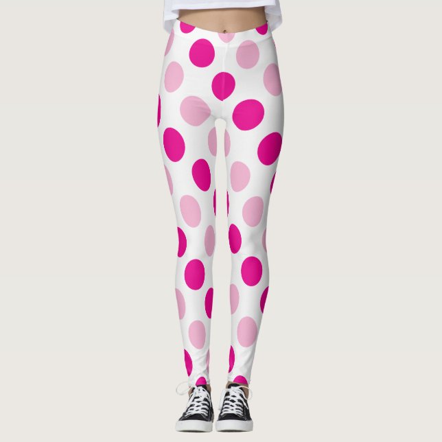 Rosa polka dots mönster leggings (Framsida)