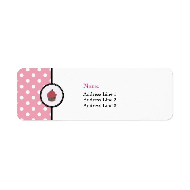 Rosa Polka dots Muffinss Cute Bakery-adressetikett Returadress Etikett (Framsidan)