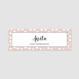  rosa polka dots namnbricka