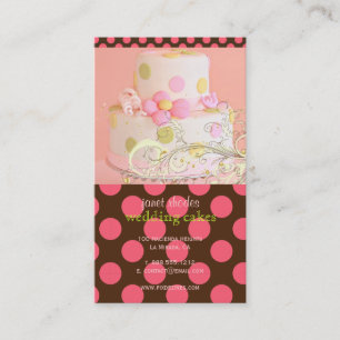 Rosa polka dots och Chocolate Bakery/pâtisserie Visitkort