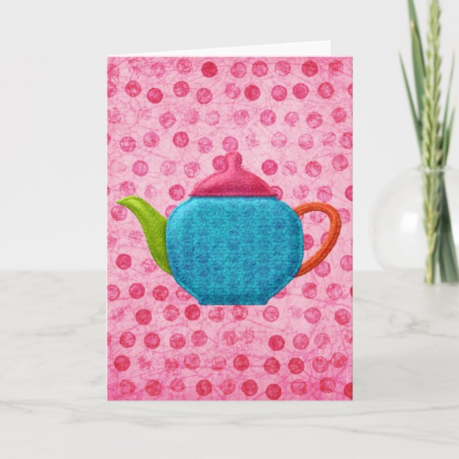 Rosa Polka dots och Tekanna Kort (Framsida)