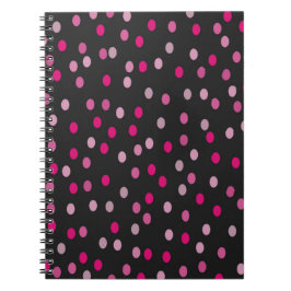 Rosa Polka dots på Black Anteckningsbok