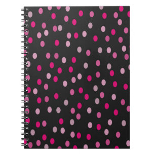Rosa Polka dots på Black Anteckningsbok