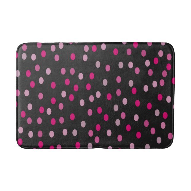 Rosa Polka dots på Black Badrumsmatta (Framsidan)