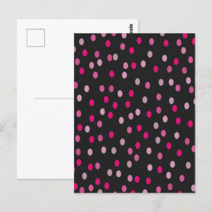 Rosa Polka dots på Black Vykort