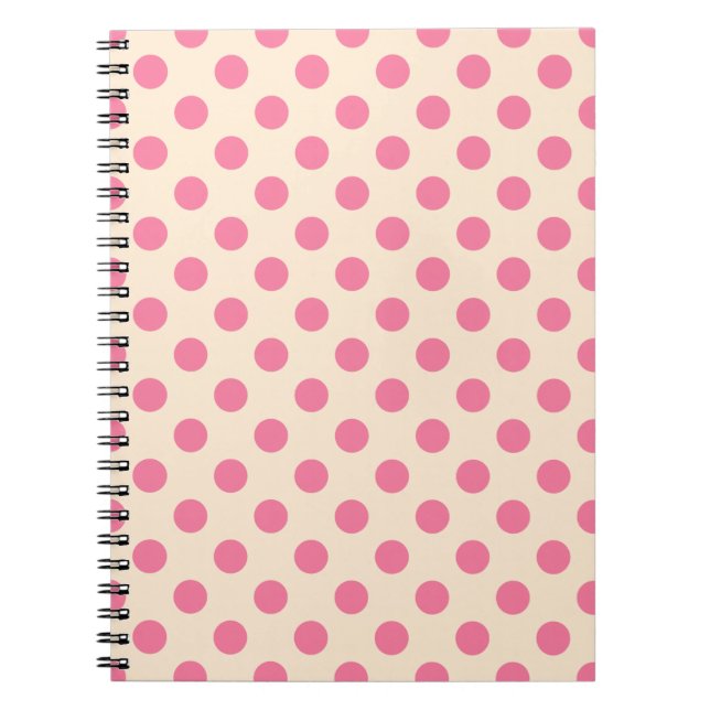 Rosa polka dots på grädde anteckningsbok (Framsidan)