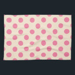 Rosa polka dots på grädde kökshandduk<br><div class="desc">Rosa polka dots på grädde</div>