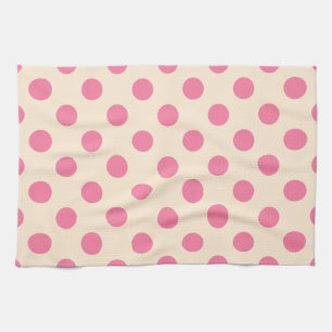 Rosa polka dots på grädde kökshandduk