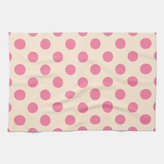 Rosa polka dots på grädde kökshandduk