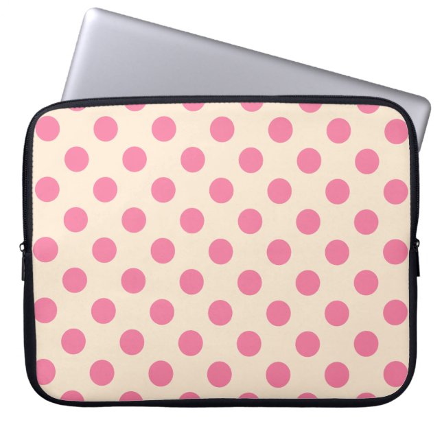 Rosa polka dots på grädde laptop sleeve (Framsidan)