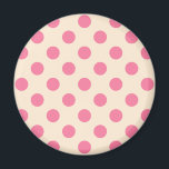 Rosa polka dots på grädde magnet<br><div class="desc">Rosa polka dots på grädde</div>