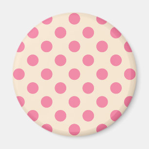 Rosa polka dots på grädde magnet