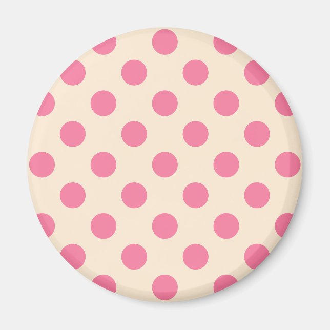 Rosa polka dots på grädde magnet (Framsidan)