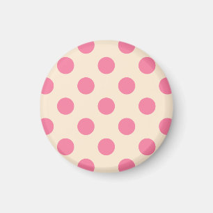 Rosa polka dots på grädde magnet
