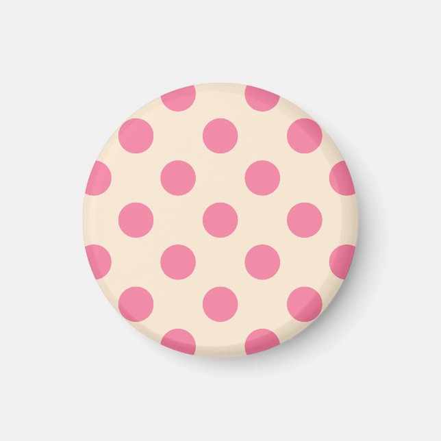 Rosa polka dots på grädde magnet (Framsidan)