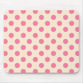 Rosa polka dots på grädde musmatta