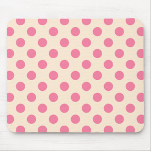 Rosa polka dots på grädde musmatta