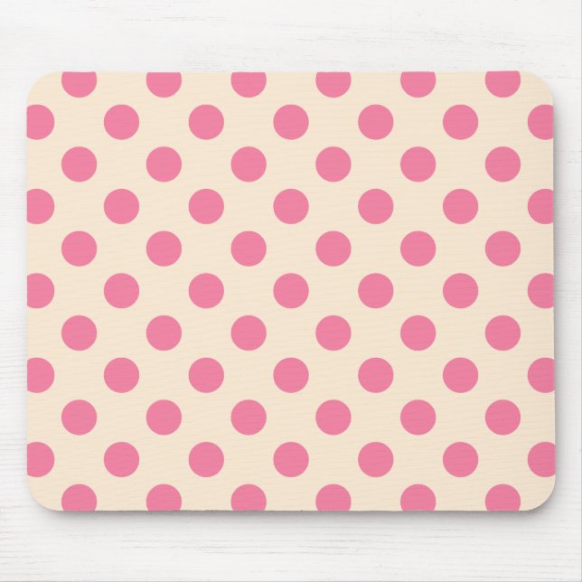 Rosa polka dots på grädde musmatta (Framsidan)