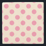 Rosa polka dots på grädde stenunderlägg<br><div class="desc">Rosa polka dots på grädde</div>