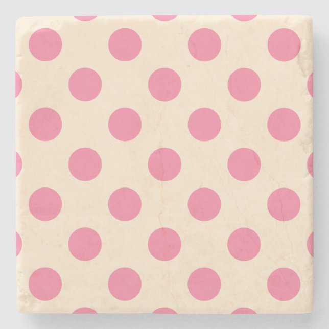 Rosa polka dots på grädde stenunderlägg (Framsidan)