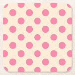 Rosa polka dots på grädde underlägg papper kvadrat<br><div class="desc">Rosa polka dots på grädde</div>