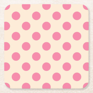 Rosa polka dots på grädde underlägg papper kvadrat