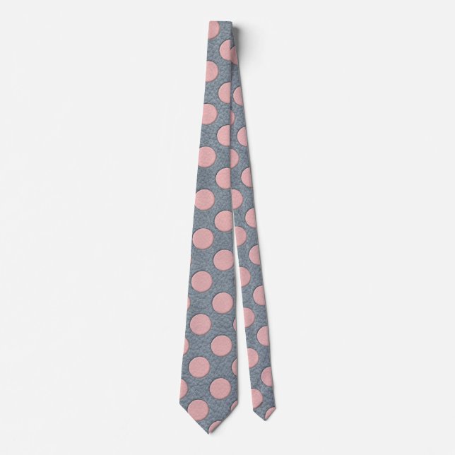 Rosa Polka dots på Grått-läderutskrift Slips (Framsida)