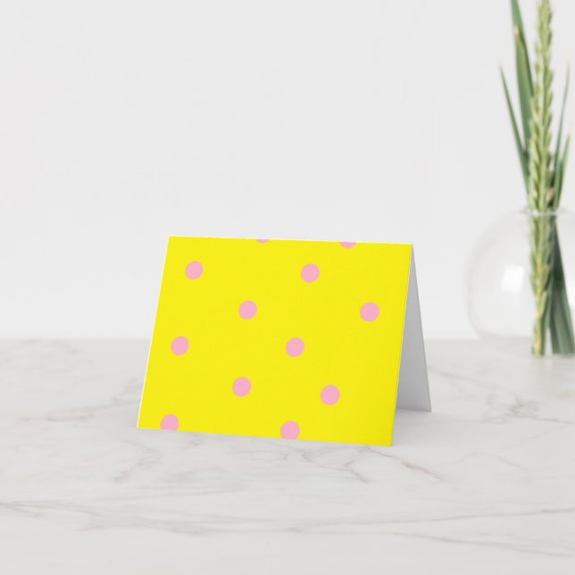 Rosa polka dots på gult kort (Framsida)