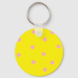 Rosa polka dots på gult nyckelring