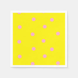 Rosa polka dots på gult pappersservett