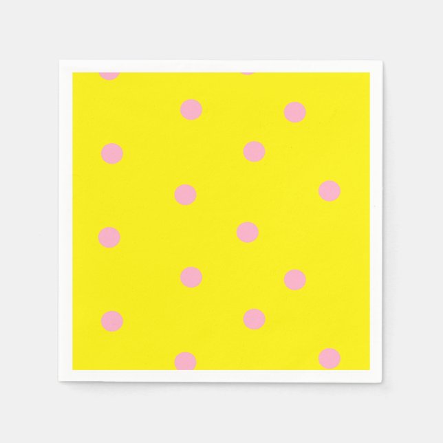Rosa polka dots på gult pappersservett (Framsidan)