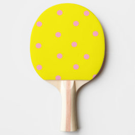 Rosa polka dots på gult pingisracket