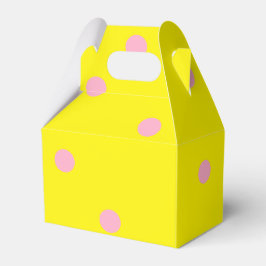 Rosa polka dots på gult presentaskar
