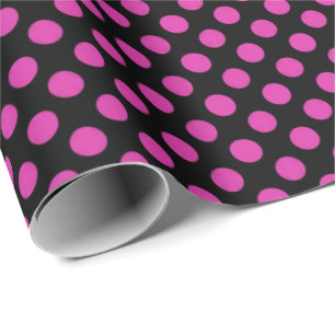 rosa polka dots på svart presentpapper