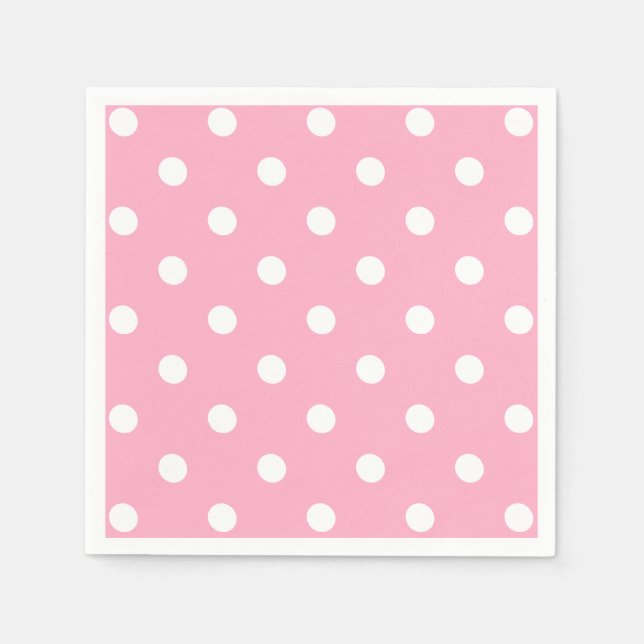 Rosa Polka dots Pappersservett (Framsidan)
