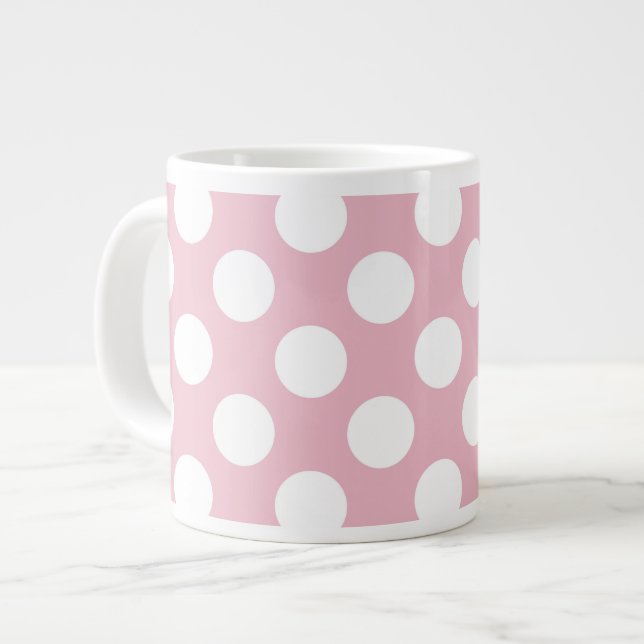 Rosa Polka dots, Polka Dot Mönster, Dit, Dit Jumbo Mugg (Framsida vänster)