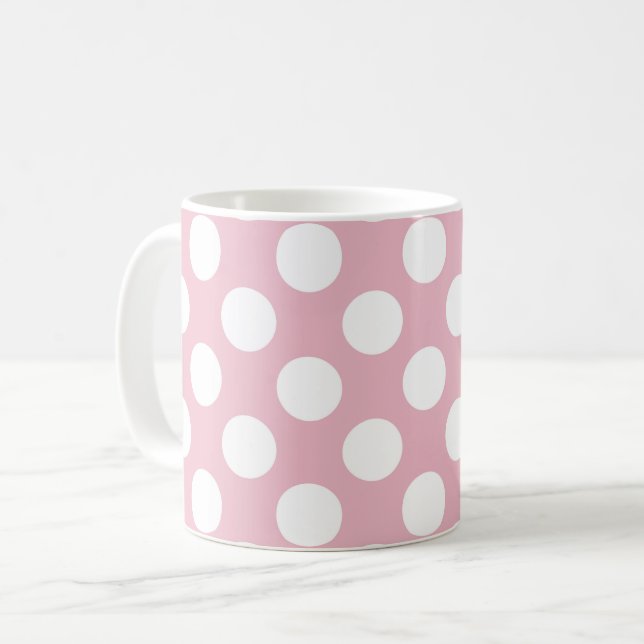 Rosa Polka dots, Polka Dot Mönster, Dit, Dit Kaffemugg (Framsida vänster)
